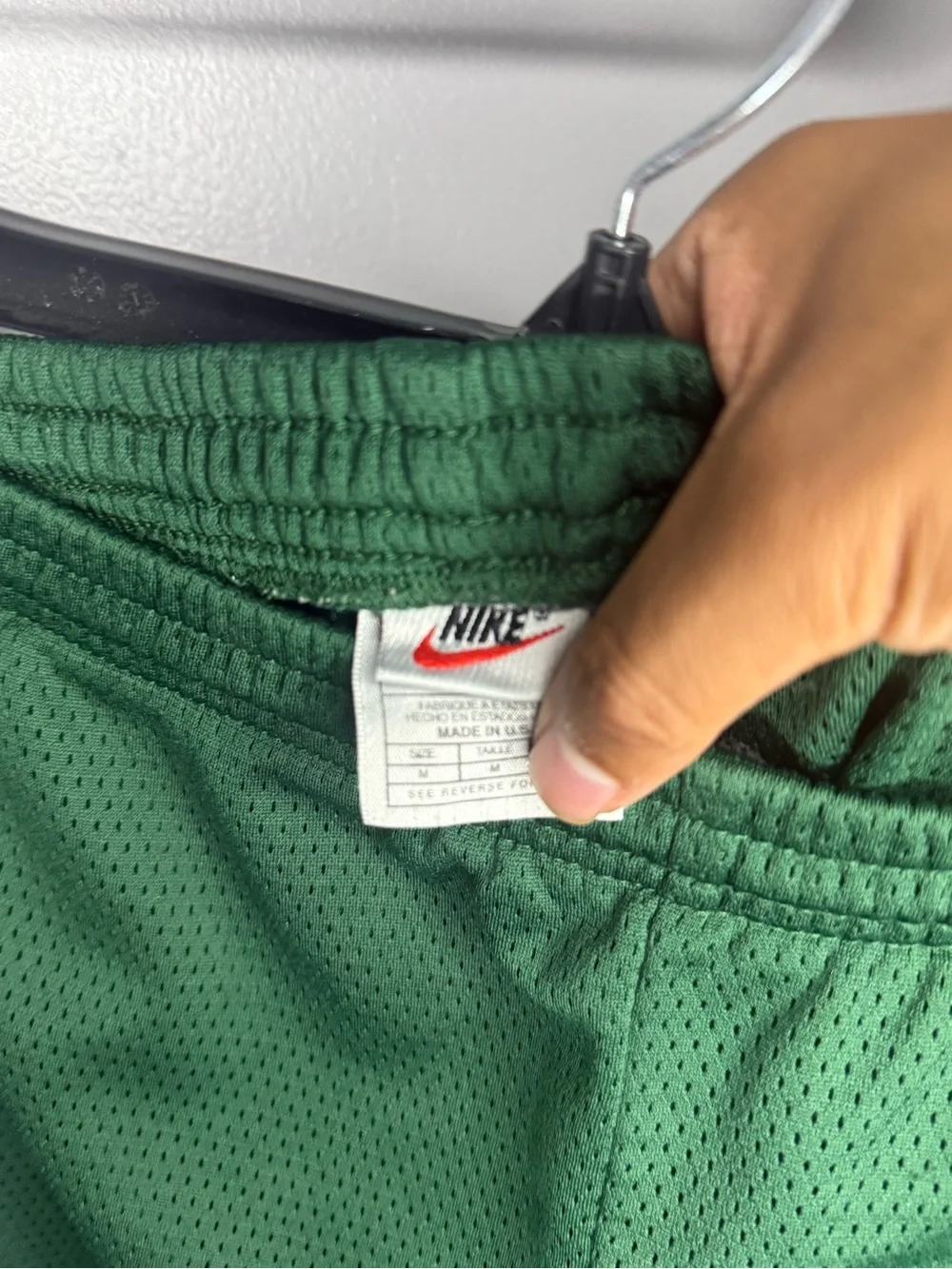 Vintage 90s Nike Men’s Mesh Shorts Green Swoosh Athletic Basketball